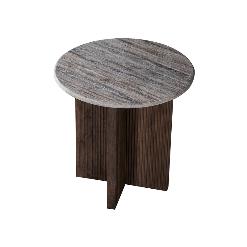 MESA LATERAL TOPE MARMOL ARTIFICIAL Y BASE MDF