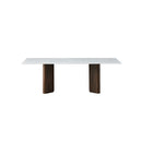 MESA DE COMEDOR TOPE DE MARMOL ARTIFICIAL Y BASE MDF