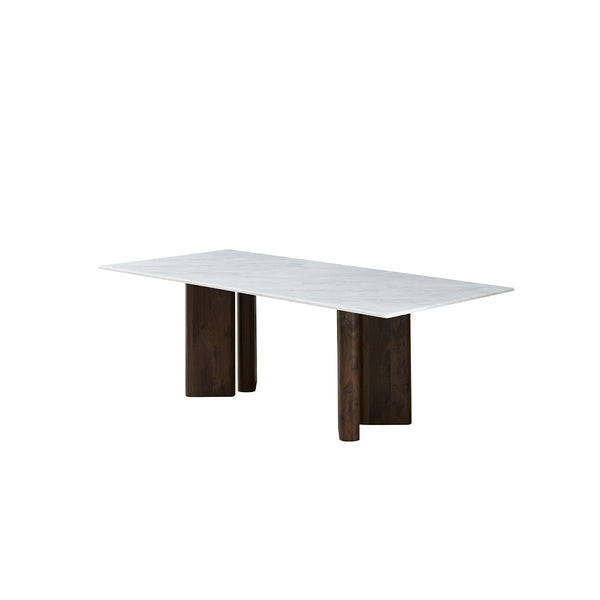 MESA DE COMEDOR TOPE DE MARMOL ARTIFICIAL Y BASE MDF