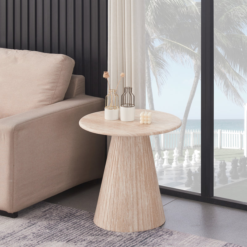 MESA LATERAL CON TOPE DE MÁRMOL ARTIFICIAL Y BASE MDF LAMINADA