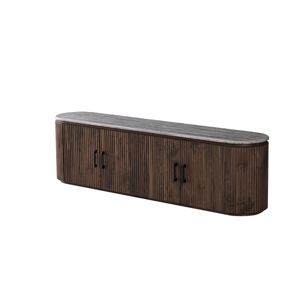 MESA DE TV TOPE DE MARMOL ARTIFICIAL Y BASE MDF