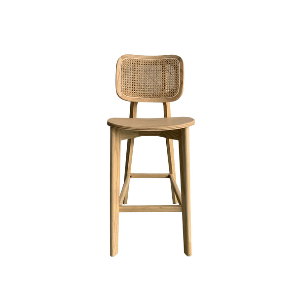 TABURETE EN ACABADO DE MADERA NATURAL Y RATTAN