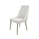 SILLA DE COMEDOR EN TELA GRIS Y PATAS DORADAS