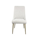 SILLA DE COMEDOR EN TELA GRIS Y PATAS DORADAS
