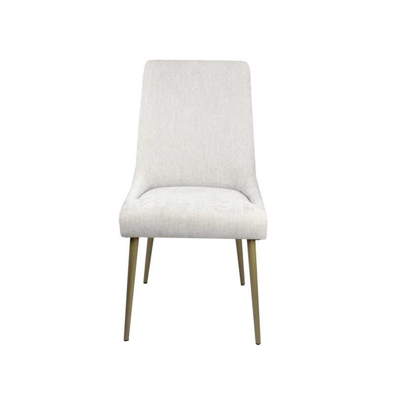 SILLA DE COMEDOR EN TELA GRIS Y PATAS DORADAS