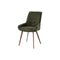 SILLA DE COMEDOR EN TELA VERDE CON PATAS EFECTO MADERA