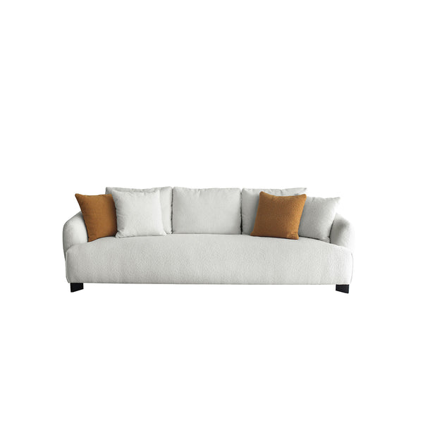 SOFA ESTACIONARIO DE ASIENTOS EN TELA BLANCA