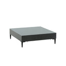 MESA DE CENTRO NEGRA CON RAYAS BLANCAS Y PATAS NEGRAS