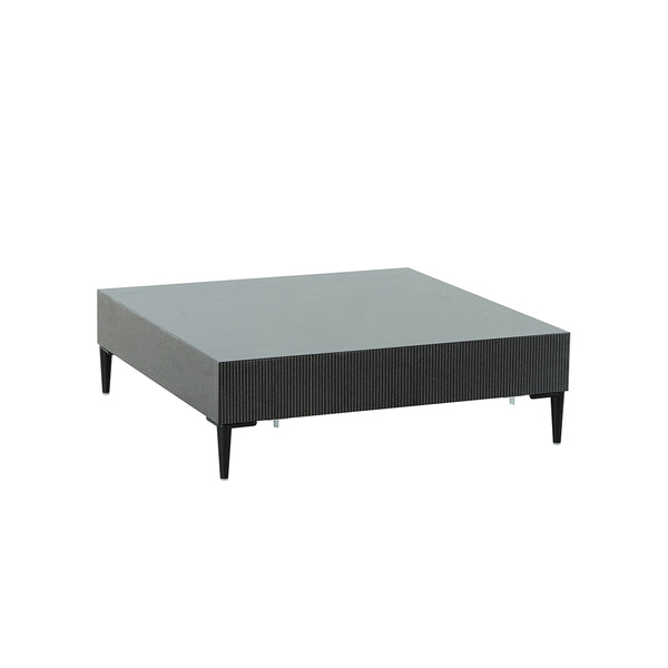 MESA DE CENTRO NEGRA CON RAYAS BLANCAS Y PATAS NEGRAS