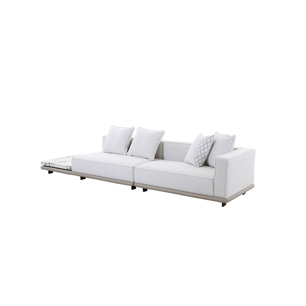 SOFA SECCIONAL ESTACIONARIO DE 2 PIEZAS EN TELA BLANCA