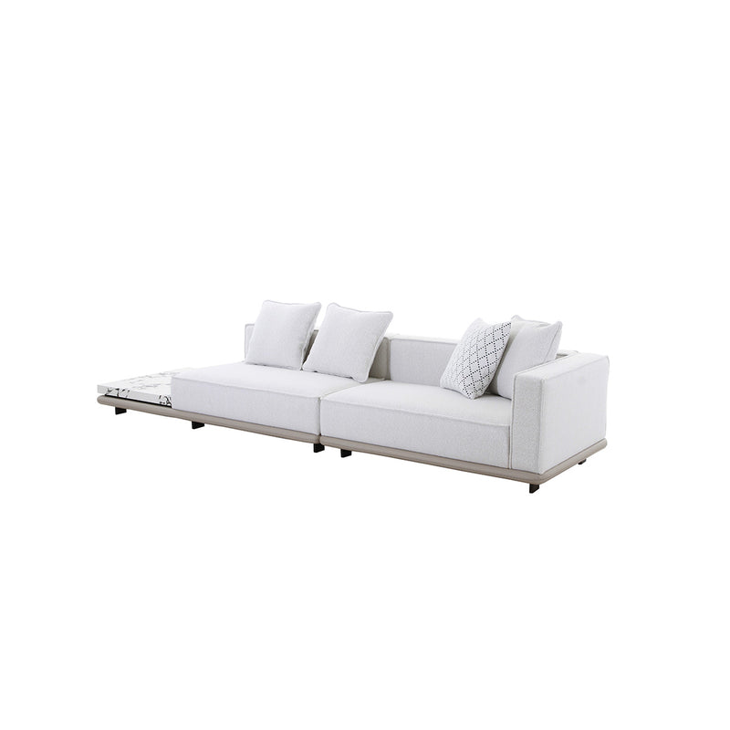 SOFA SECCIONAL ESTACIONARIO DE 2 PIEZAS EN TELA BLANCA