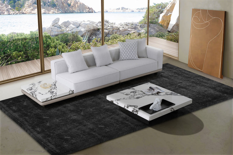 SOFA SECCIONAL ESTACIONARIO DE 2 PIEZAS EN TELA BLANCA