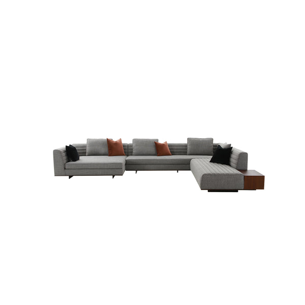 SOFA SECCIONAL ESTACIONARIO EN TELA GRIS