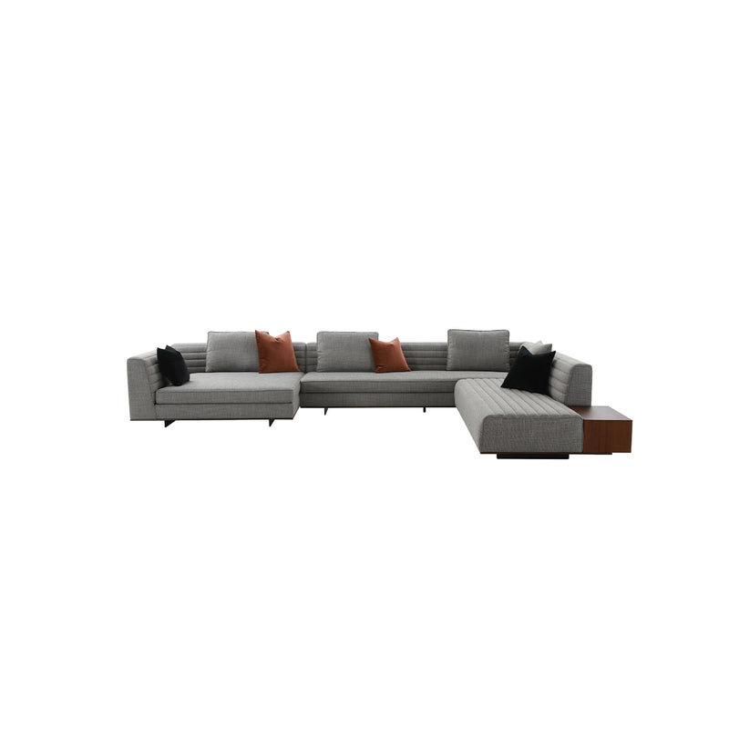 SOFA SECCIONAL ESTACIONARIO EN TELA GRIS