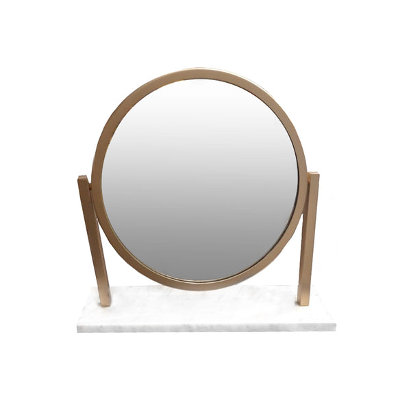 ESPEJO DECORATIVO DE MESA EN ACABADO DORADO