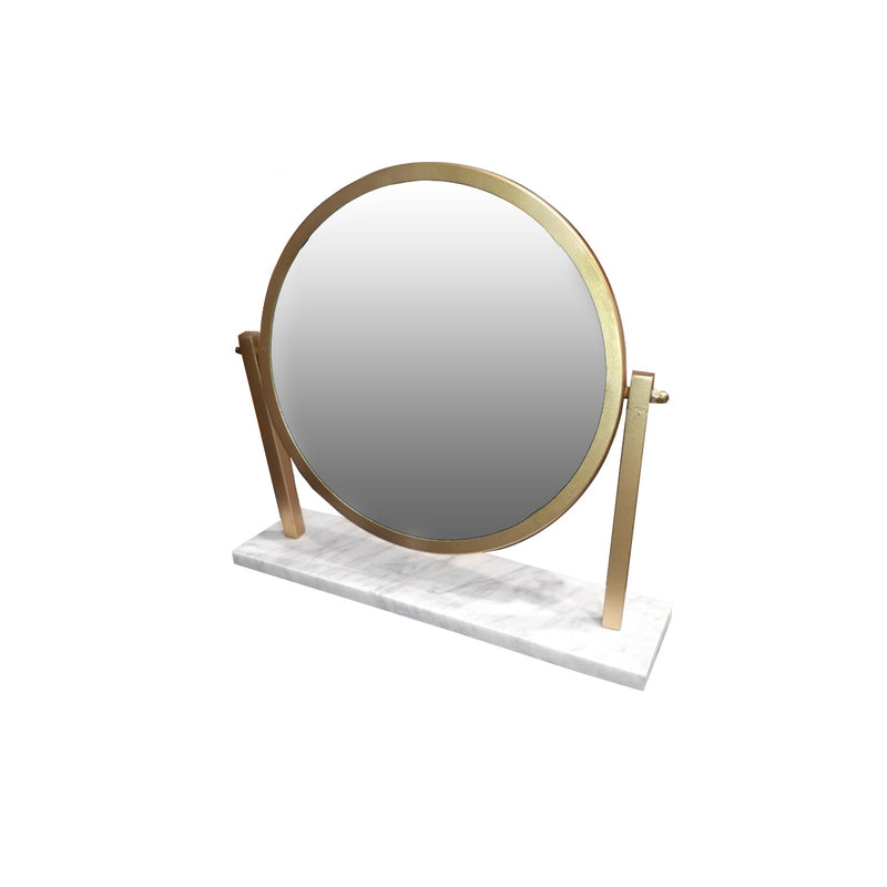 ESPEJO DECORATIVO DE MESA EN ACABADO DORADO
