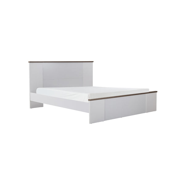 CAMA QUEEN  GRIS Y BLANCO MATE