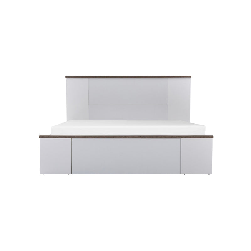 CAMA QUEEN  GRIS Y BLANCO MATE