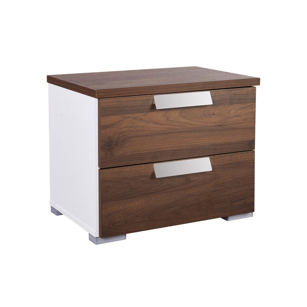 MESA DE NOCHE BLANCA Y ACABADO DE MADERA
