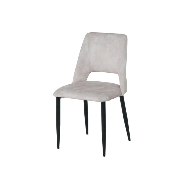 SILLA DE COMEDOR EN TELA BEIGE Y PATAS NEGRAS