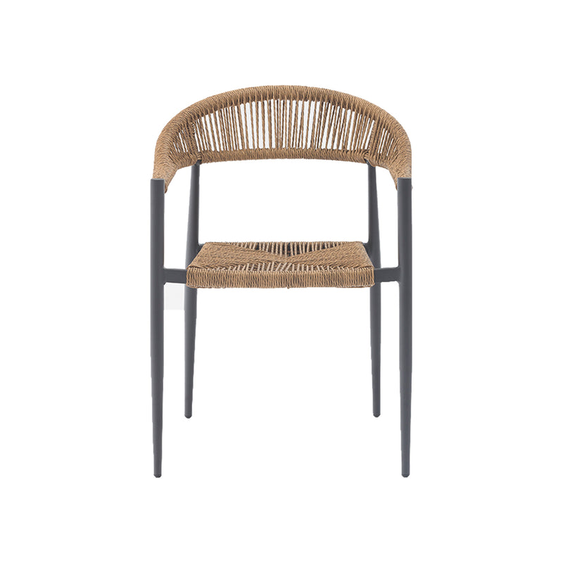 SILLA DE EXTERIOR PRAHA CON ASIENTO Y RESPALDO TEJIDO NATURAL Y PATAS GRISES