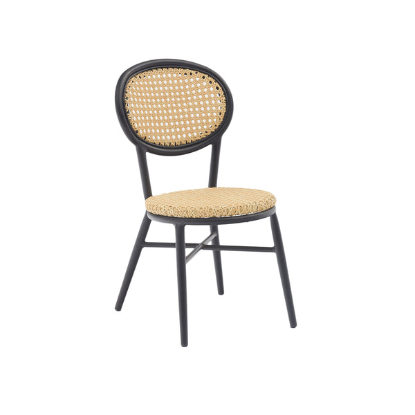 SILLA DE EXTERIOR RATTAN NATURAL Y BASE NEGRA