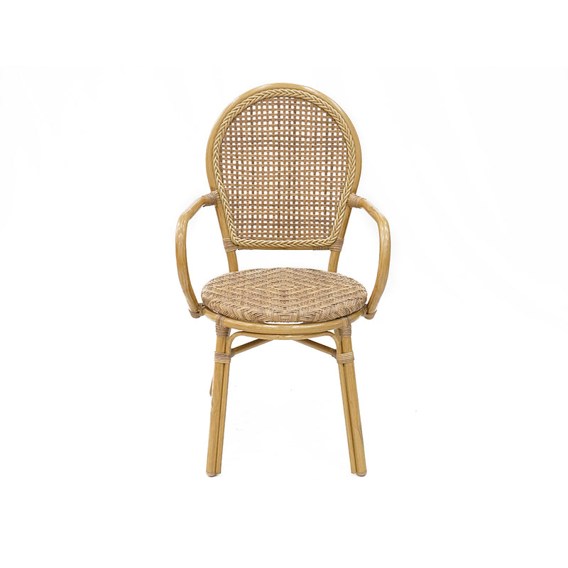 SILLA DE EXTERIOR ARABELA CON BRAZO EN TEXTILENO NATURAL