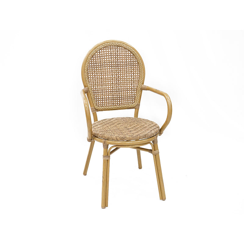 SILLA DE EXTERIOR ARABELA CON BRAZO EN TEXTILENO NATURAL