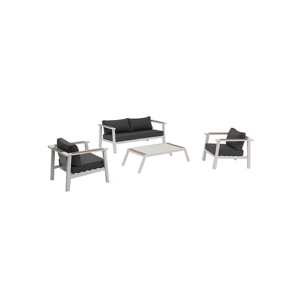 SET DE EXTERIOR BOULIA 4 PCS SOFA DE 2 PIEZAS, 2 BUTACAS Y  MESA DE CENTRO