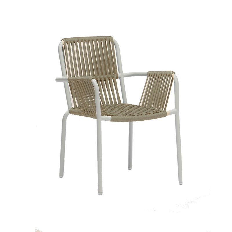 SILLA DE CUERDA DE ALUMINIO MACRON EN CUERDA NATURAL RECUBRIMIENTO EN POLVO BLANCO