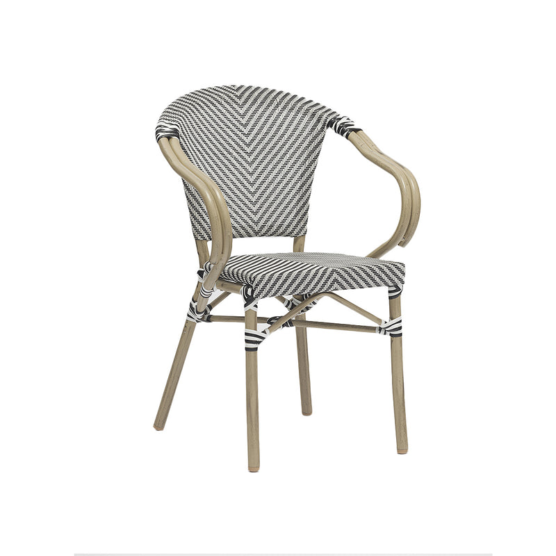 SILLA PARIS CON BRAZO COLOR BLANCO Y NEGRO