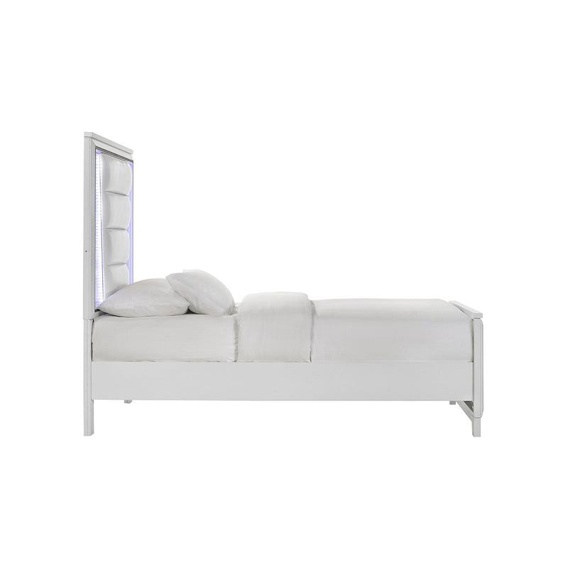 CAMA MOONDANCE TWIN EN ACABADO DE MADERA BLANCO CON MARCO ESCARCHADO