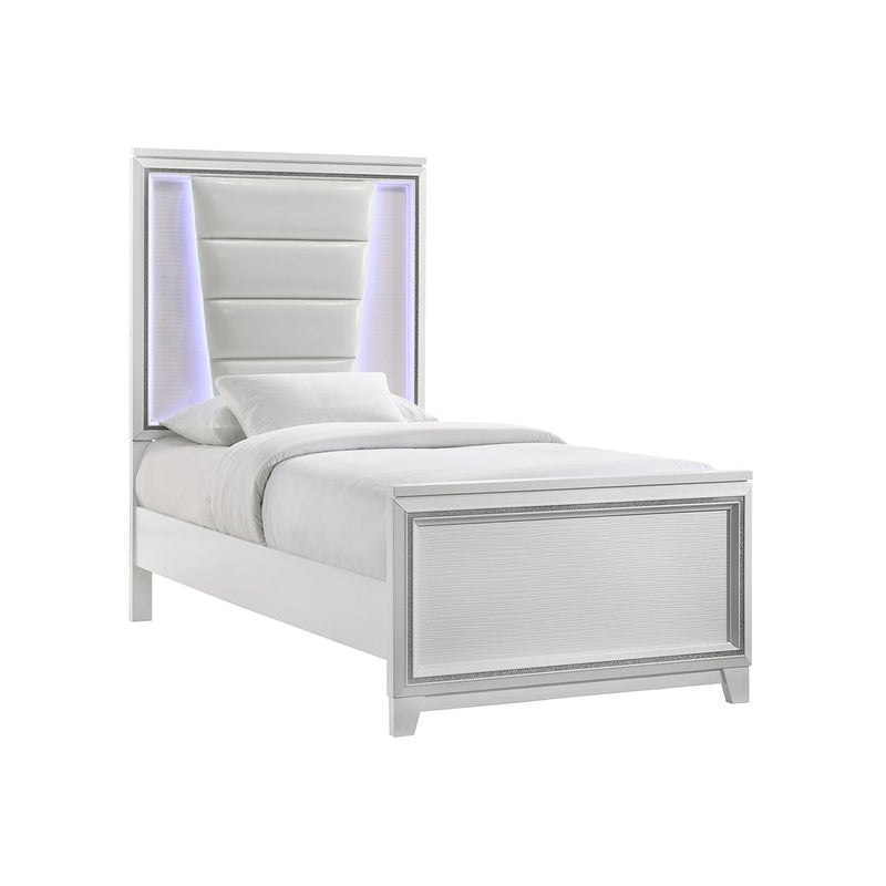CAMA MOONDANCE TWIN EN ACABADO DE MADERA BLANCO CON MARCO ESCARCHADO