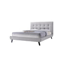 CAMA FULL CAMPBELL STONE EN TELA GRIS  Y PATAS NEGRAS