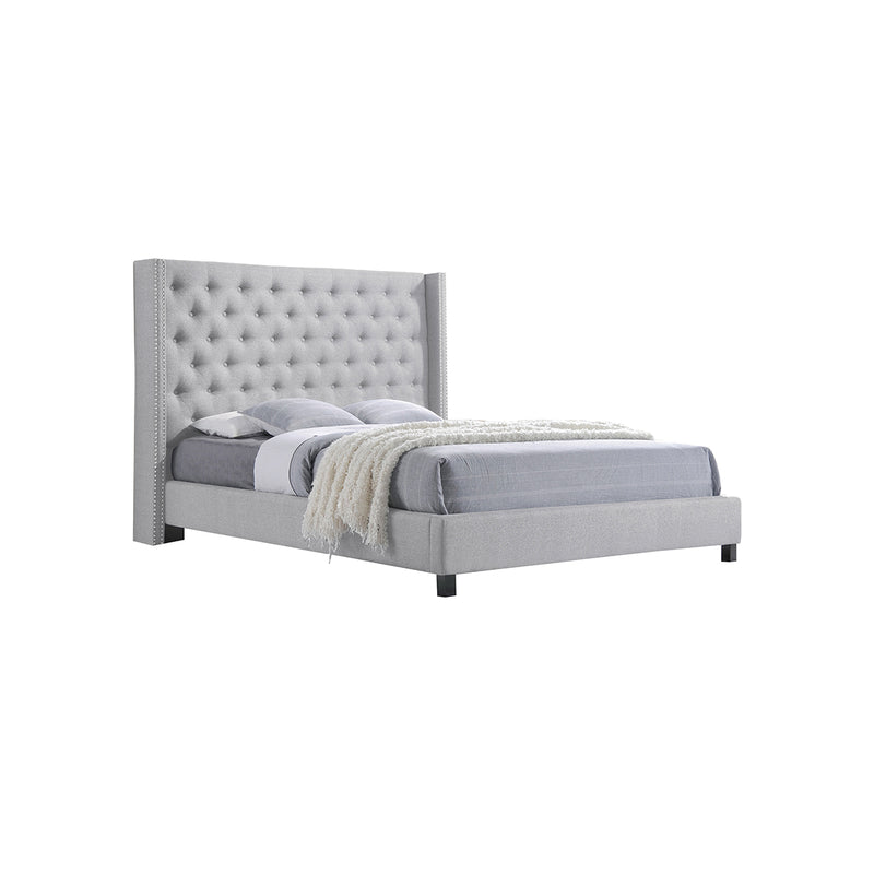 CAMA KING CAMPBELL STONE EN TELA GRIS