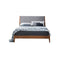 CAMA QUEEN TELA GRIS Y PATAS MARRONES