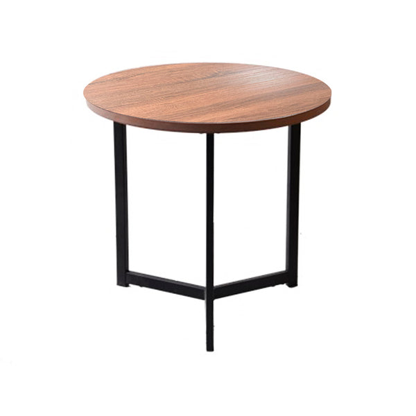 MESA LATERAL CON TOPE DE MADERA Y BASE NEGRA