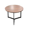 MESA LATERAL CON TOPE DE MADERA Y BASE NEGRA