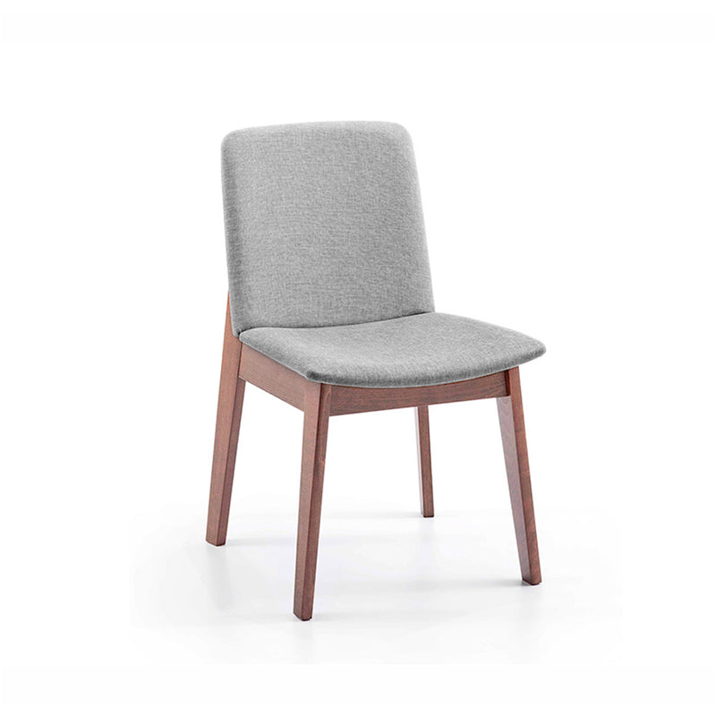 SILLA DE COMEDOR EN TELA GRIS Y PATAS MARRONES
