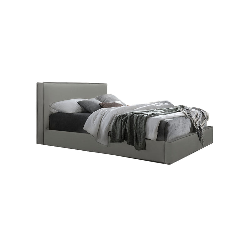 CAMA QUEEN EN TELA GRIS