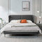 CAMA QUEEN EN TELA GRIS