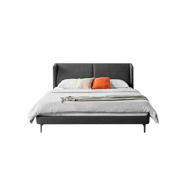 CAMA QUEEN EN TELA GRIS