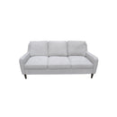 SOFA ESTACIONARIO DE TRES ASIENTOS  TAPIZADO EN TELA GRIS Y PATAS NEGRAS HS304