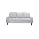 SOFA ESTACIONARIO DE TRES ASIENTOS  TAPIZADO EN TELA GRIS Y PATAS NEGRAS HS304