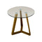 MESA LATERAL CON TOPE DE CRISTAL TRANSPARENTE BASE DE ACERO DORADA