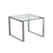 MESA LATERAL CON TOPE DE VIDRIO Y PATAS PLATEADAS