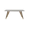 MESA DE COMEDOR CON TOPE LAMINADO Y BASE EN ACABADO DORADO