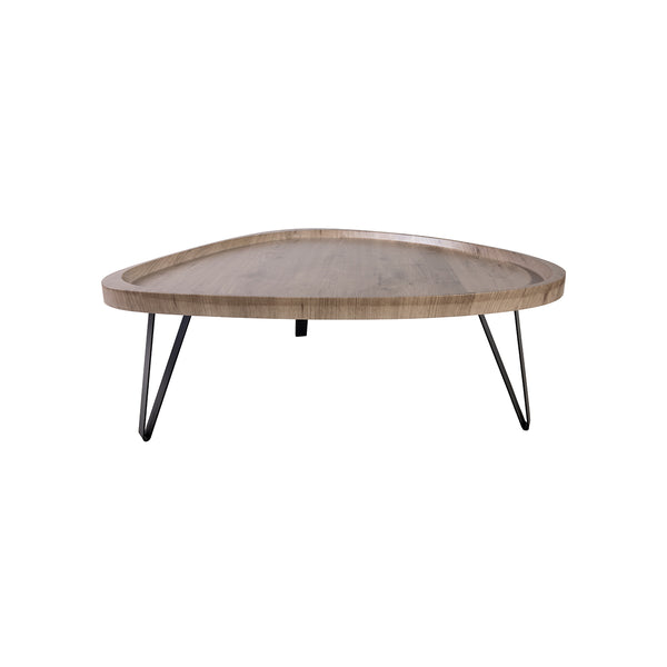 MESA DE CENTRO CON TOPE ACABADO DE MADERA Y PATAS NEGRAS