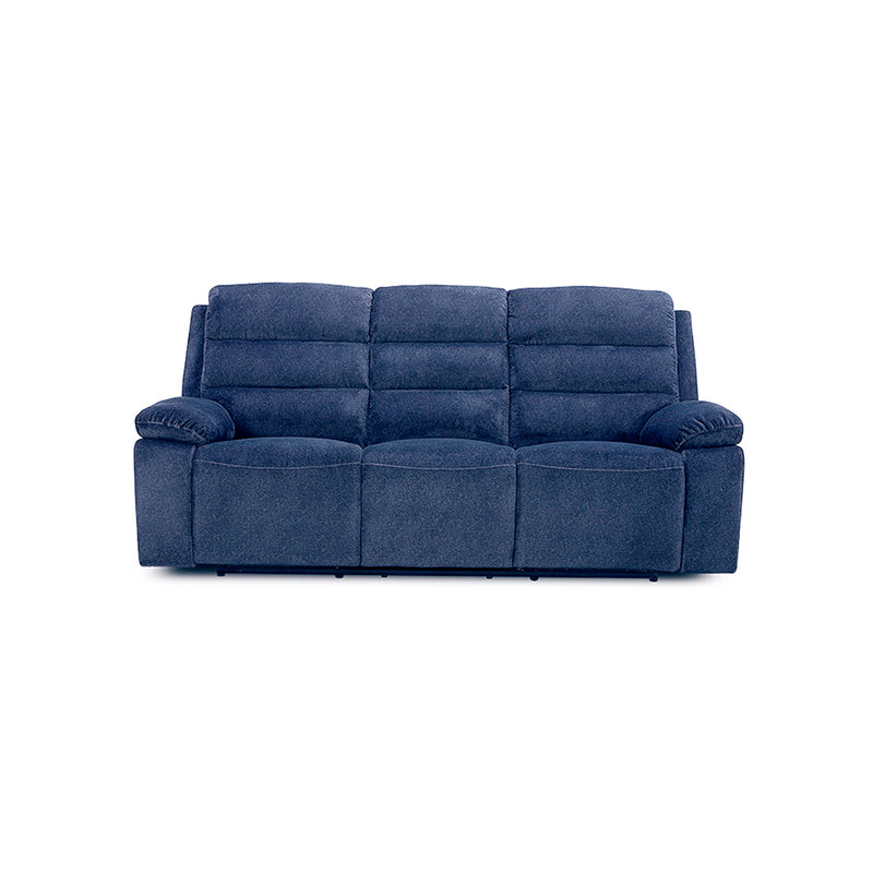 SOFA RECLINABLE ELECTRICO DE TRES ASIENTOS EN TELA AZUL