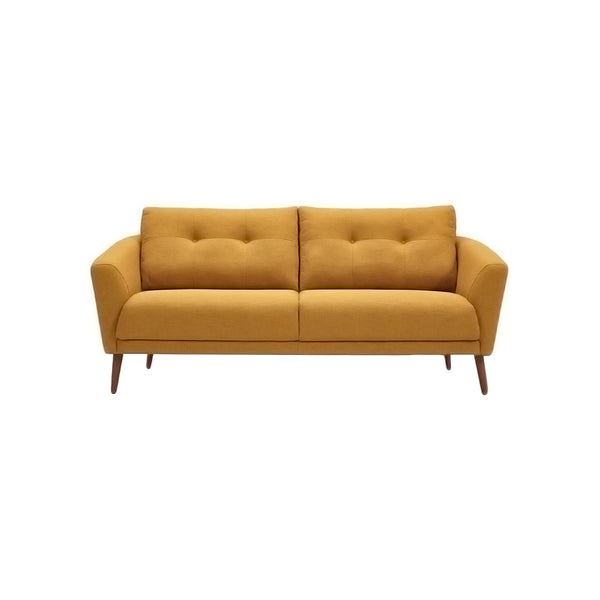 SOFA ESTACIONARIO DE TRES ASIENTOS EN TELA COLOR AMARILLO